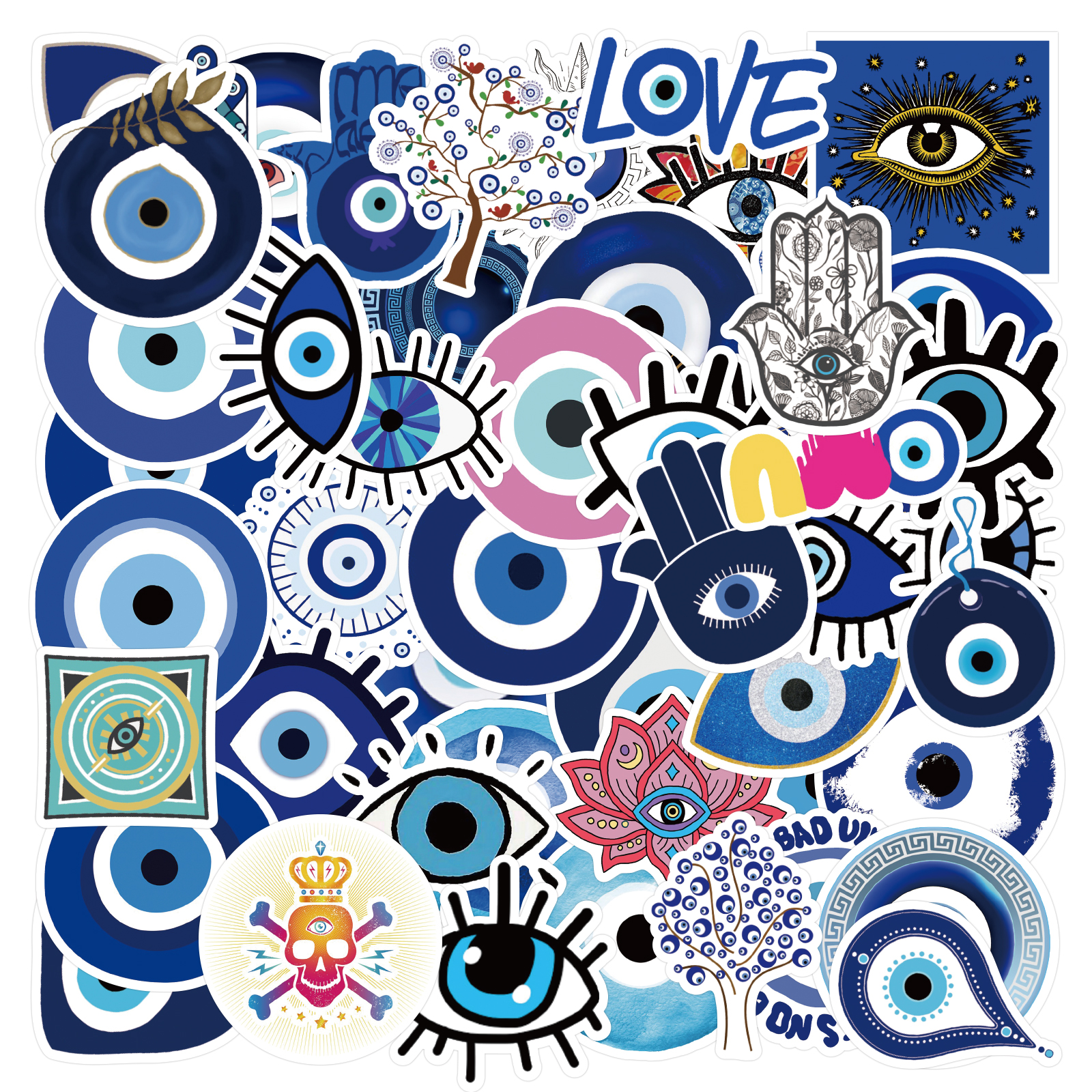 Blue and Gold Evil Eye Stickers – Fairy Dust Decals