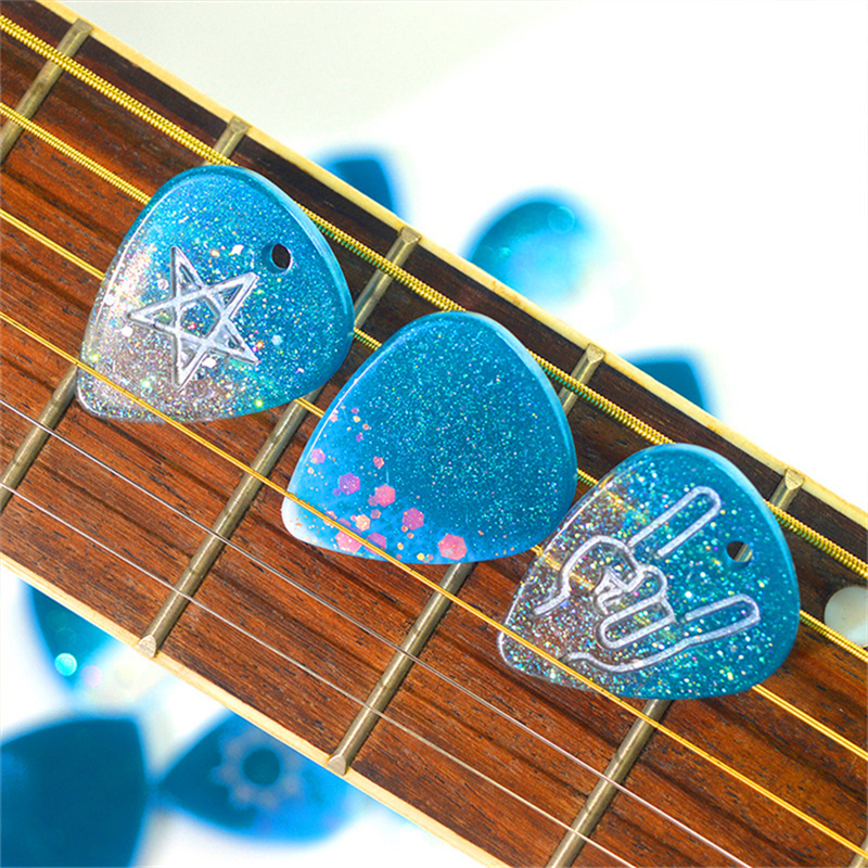 Resin Mold for Guitar Pick, Guitar, Triangle Plectrum Resin Molds Silicone, Guitar Pick Holder Molds for Resin Casting, Resin Keychain Molds for