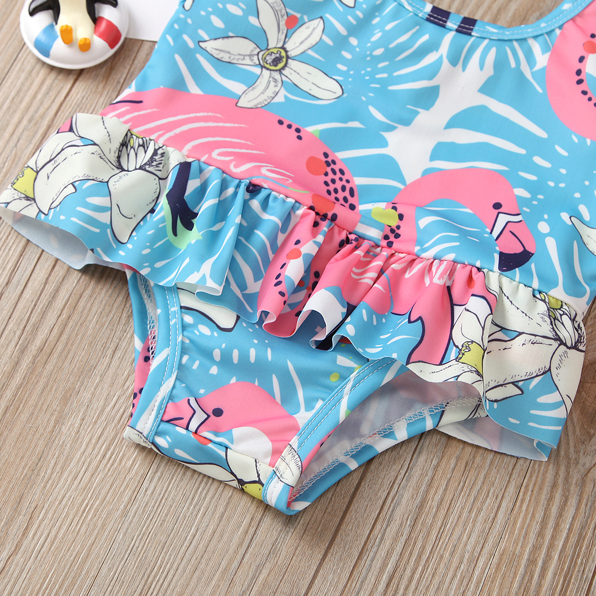 Girls Cute Cartoon Swimsuit Flamingo Print Sleeveless - Temu Australia