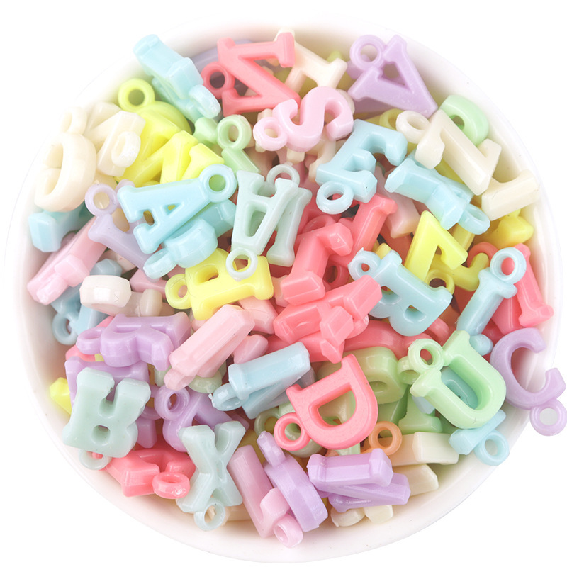 Pastel mix of assorted alphabet beads, acrylic round letters 7mm