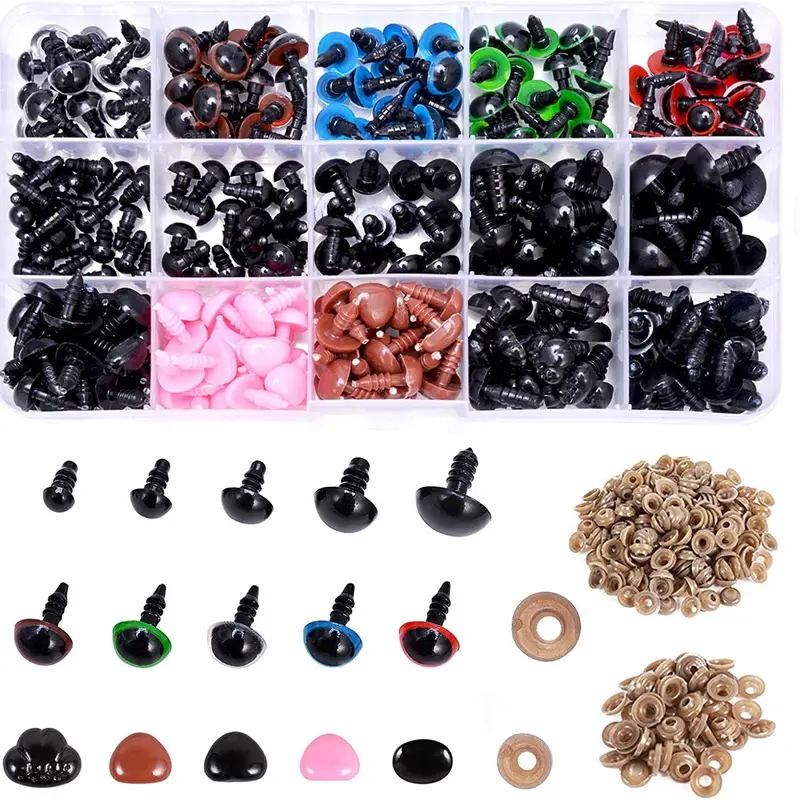 560pcs Safety Eyes and Safety Noses with Washers for Doll, Colorful Plastic Safety Eyes and Noses Assorted Sizes for Doll, Plush Animal and Teddy Bear