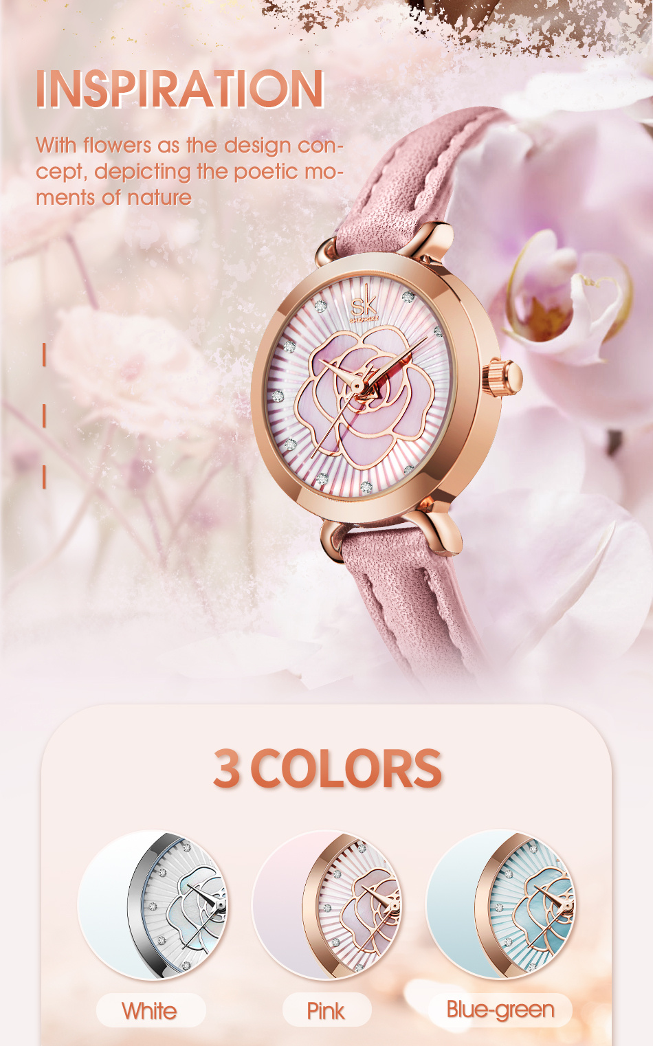 Shengke Women's Watch Ladies Leather Strap Leisure Simple Watches