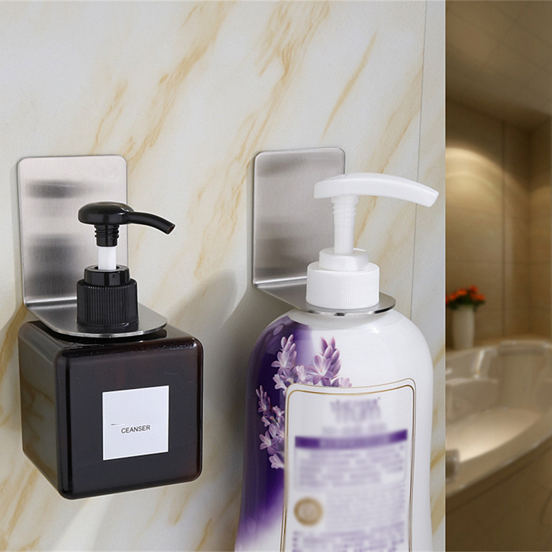 Plastic Wall Mount Soap Shampoo Shower Gel Dispenser Bottle Holder Hook Hanger  Organizer for Bathroom and Kitchen Without Drill