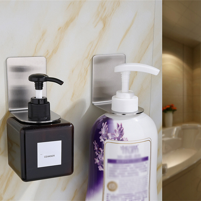 Plastic Wall Mount Soap Shampoo Shower Gel Dispenser Bottle Holder Hook  Hanger Organizer for Bathroom and Kitchen Without Drill