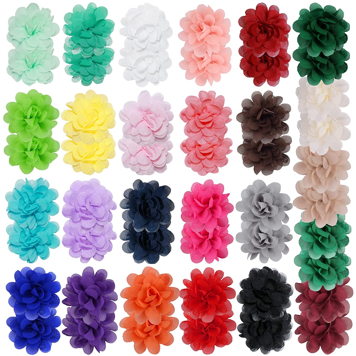 50 Chiffon Flower Hair Ties