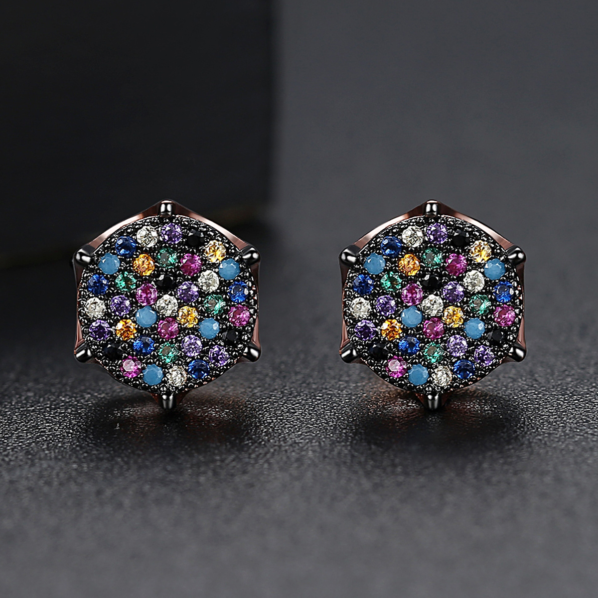 Hip Hop Synthetic Zirconia Stud Earrings For Women