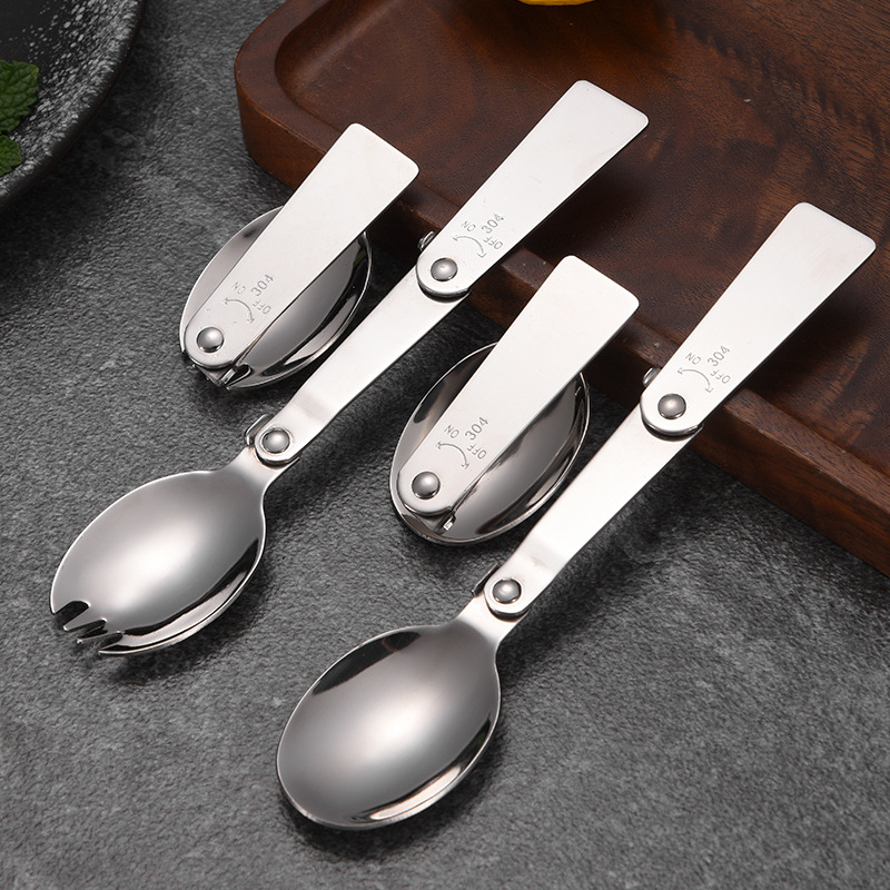 304 Stainless Steel Folding Fork Spoon Outdoor Travel Picnic Creative  Portable Tableware Spoon Salad Spoon Spoon Rice Spoon