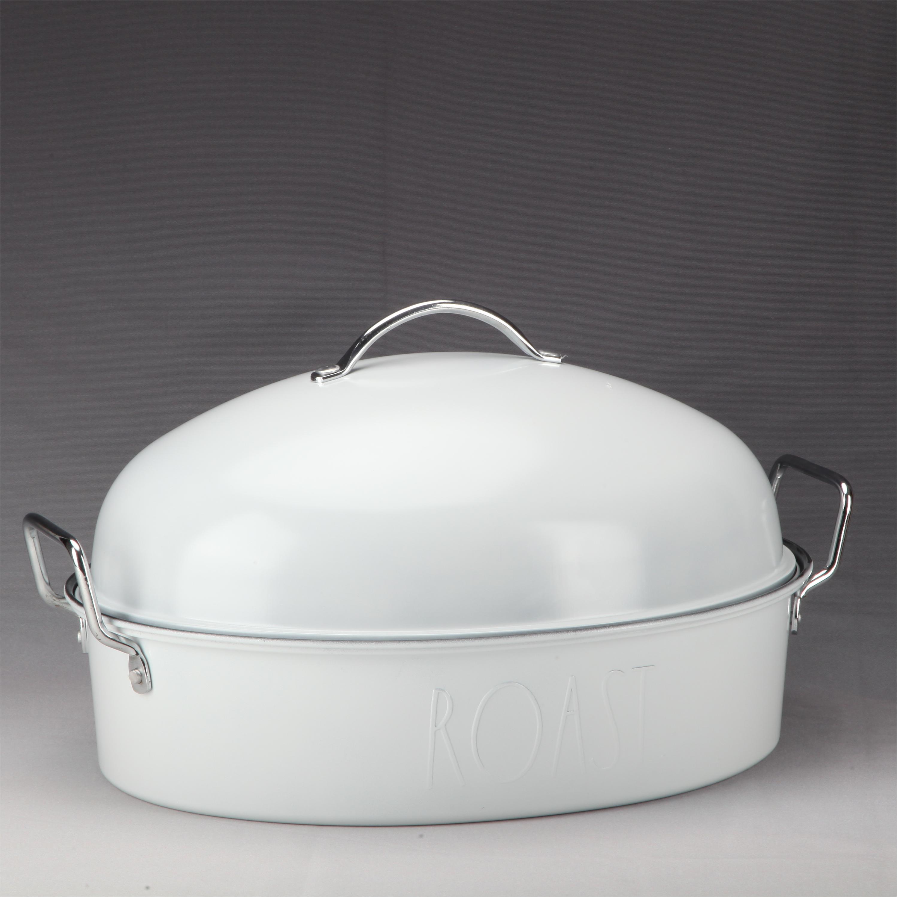 Stainless Steel High Dome Turkey Roaster Pan With Lid & Wire Rack for  Roasting Meat & Vegetables