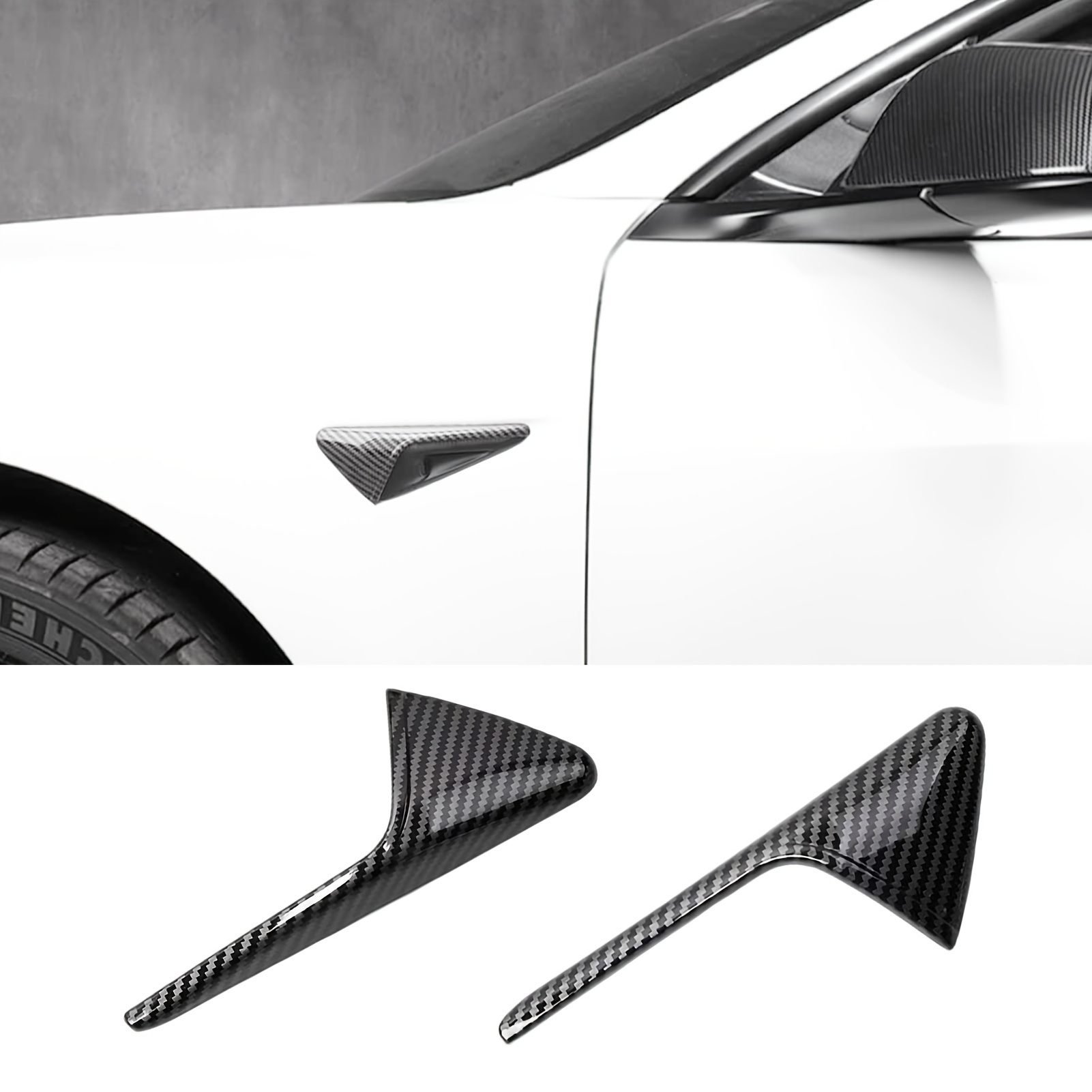 Pour Tesla 2016-2023 Modèle 3 Modèle Y Voiture Avant Brouillard Phare  Spoiler Vent Couteau Carbone Housse de protection Décoration Sticker  Accessoires
