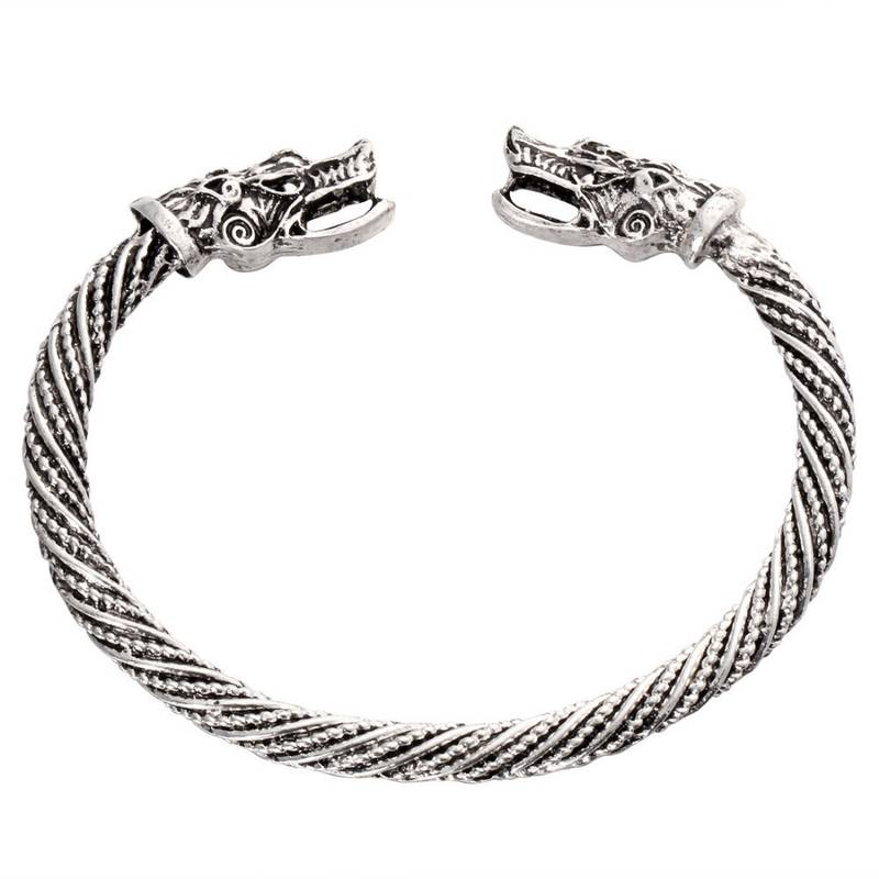 1pc Men's Dragon Head Wolf Head Open Bracelet Cuff Bangle - Clothing ...