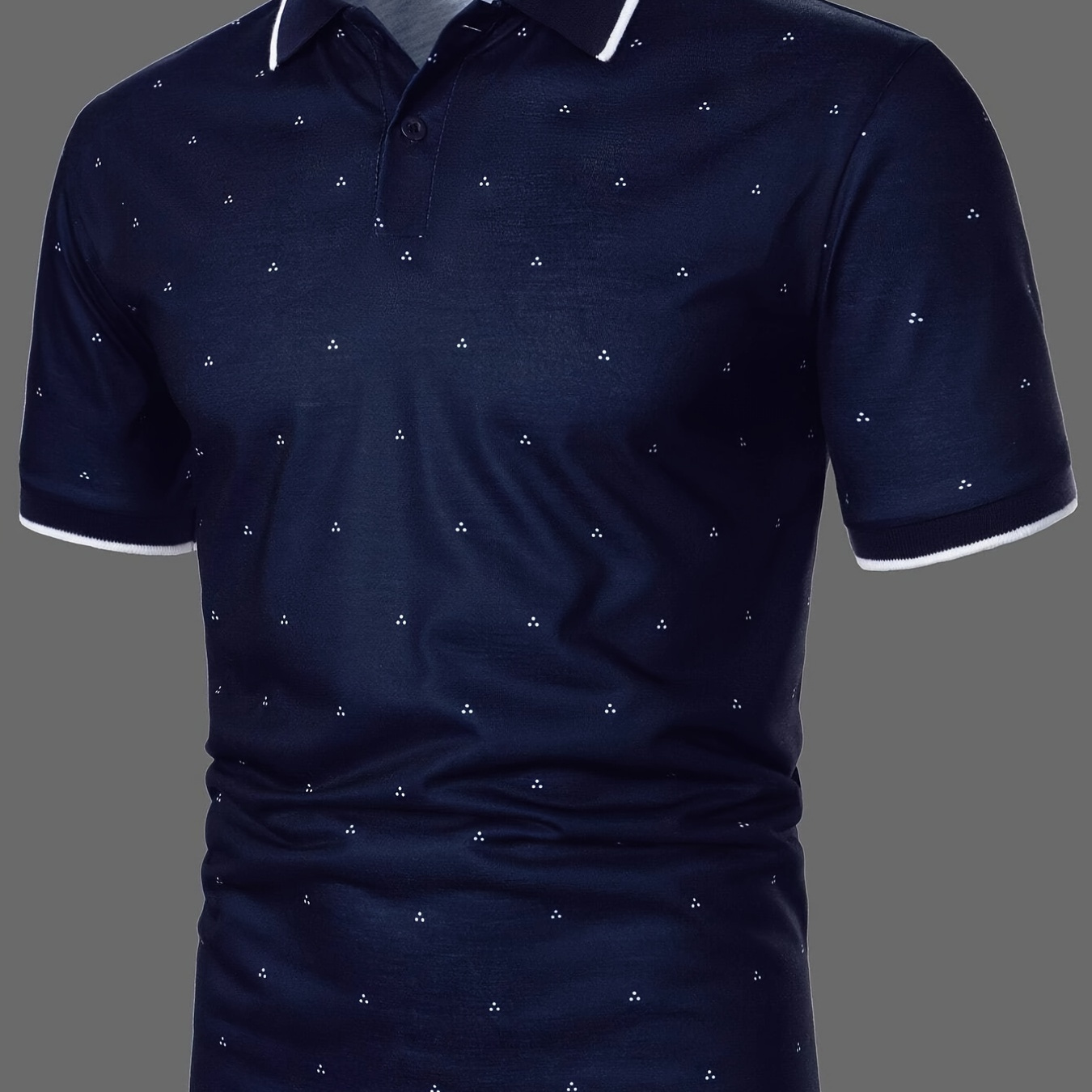 

Men's Shirts, Casual Navy Blue Slim Fit Lapel Button Up Shirt