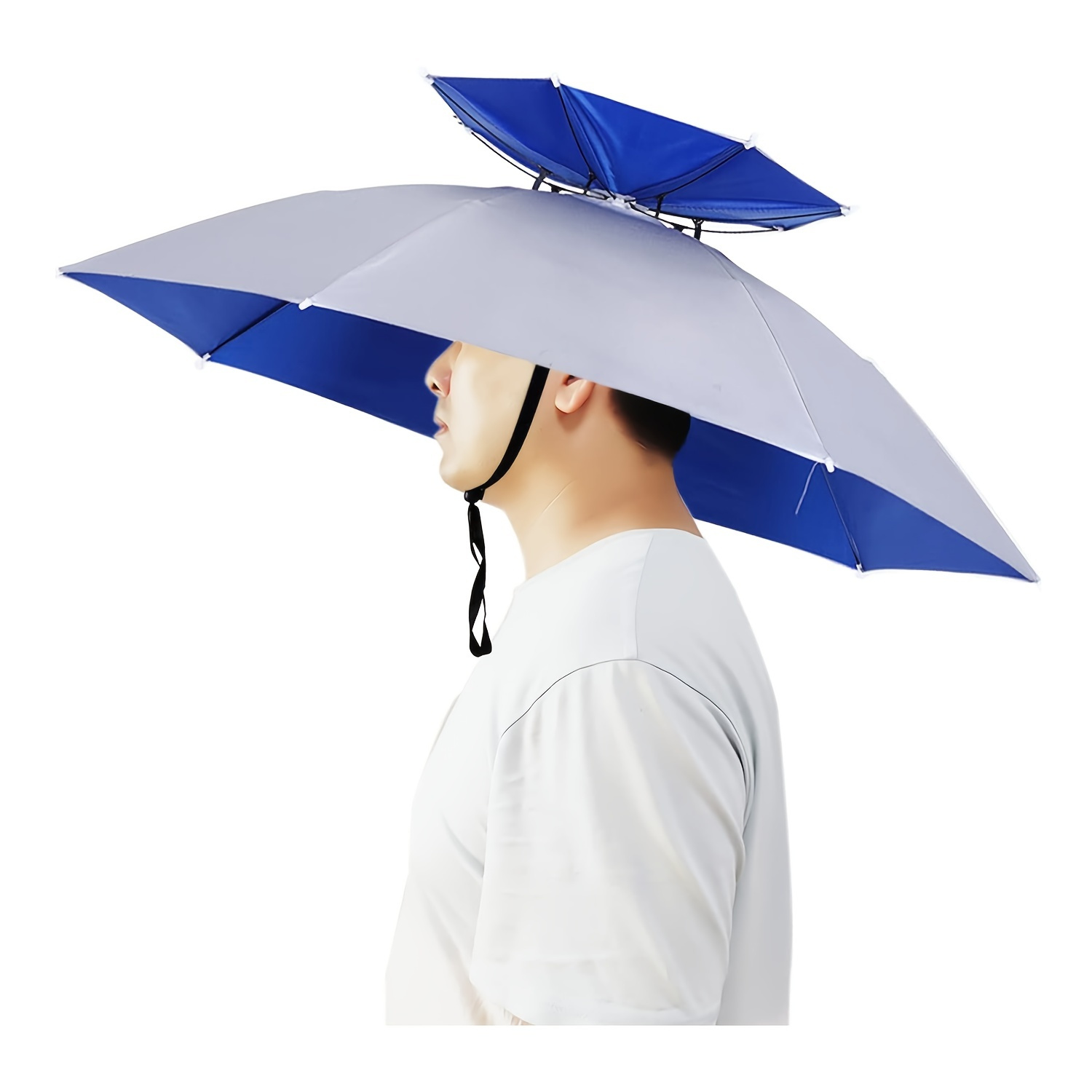 35 Inch Hands Free Foldable Anti UV Adjustable Umbrella Hat Suitable For Fishing Golf Camping Beach Gardening Sun Shade Outdoor