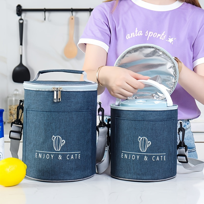 Cylinder Lunch Box Bag With Shoulder Strap, Aluminum Foil Bento Box Bag,  Waterproof Insulation Bento Bag, For Student And Office Workers, Travel  Accessories, Kitchen Gadgets, Kitchen Stuff, Kitchen Accessories, Home  Kitchen Items 