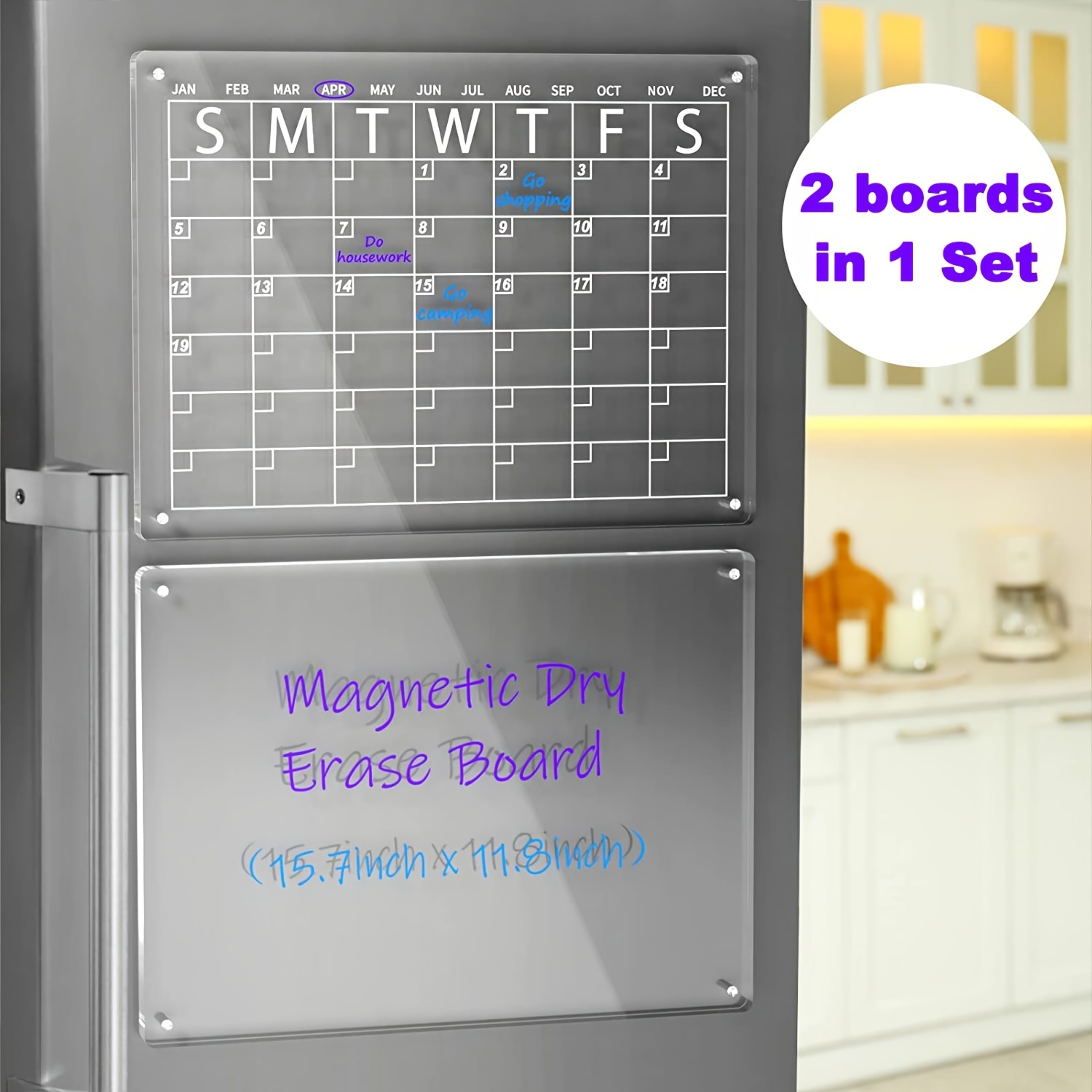 Acrylic Magnetic Dry Erase Board And Calendar For Fridge Temu