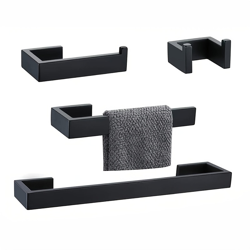 Juego Accesorios Baño 3 Piezas Negro Mate Montado En Pared - Temu