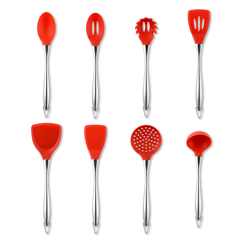 F Fityle Cuchara de sopa de silicona de 3 piezas de 8 pulgadas de largo,  utensilios de cocina de silicona, cucharas para mezclar, cucharas de  cocina