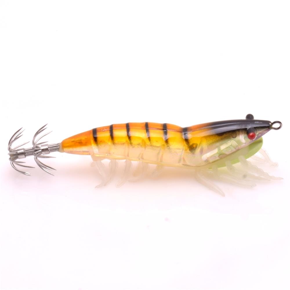 Yoone Lobster Bait Metal Hook Luminous Effect Soft Silicone Shrimps Squid  Hook Jigging Fishing Lures Fishing Tackle