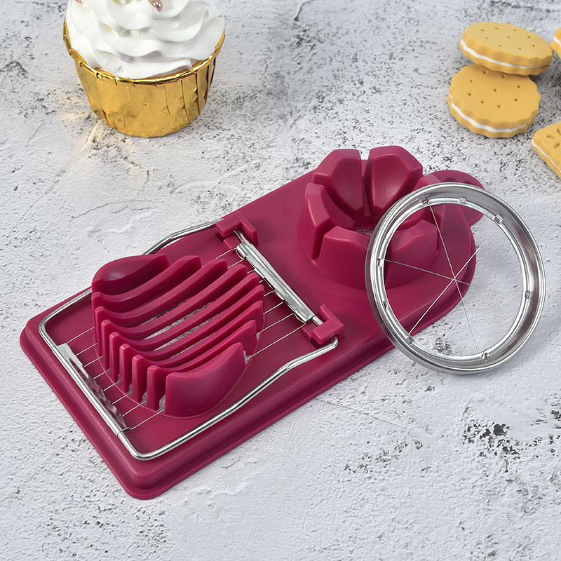 1 piece Red Stainless Steel Multifunctional Fruit Egg Cutter Cutting Egg  Slicers Wire Kitchen Accessories