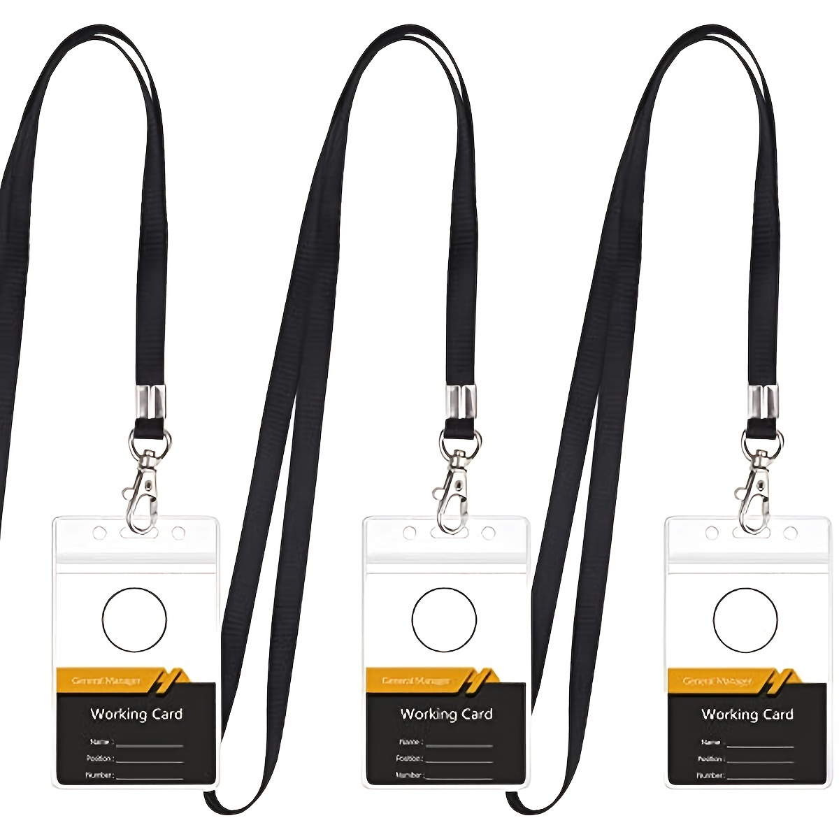 Cruise Lanyard with ID Holder Sets (Black,2 Pack)- Flat ID Lanyard with Retractable Badge Reel & Heavy Duty Clear Vertical ID Card Name Badge Holder