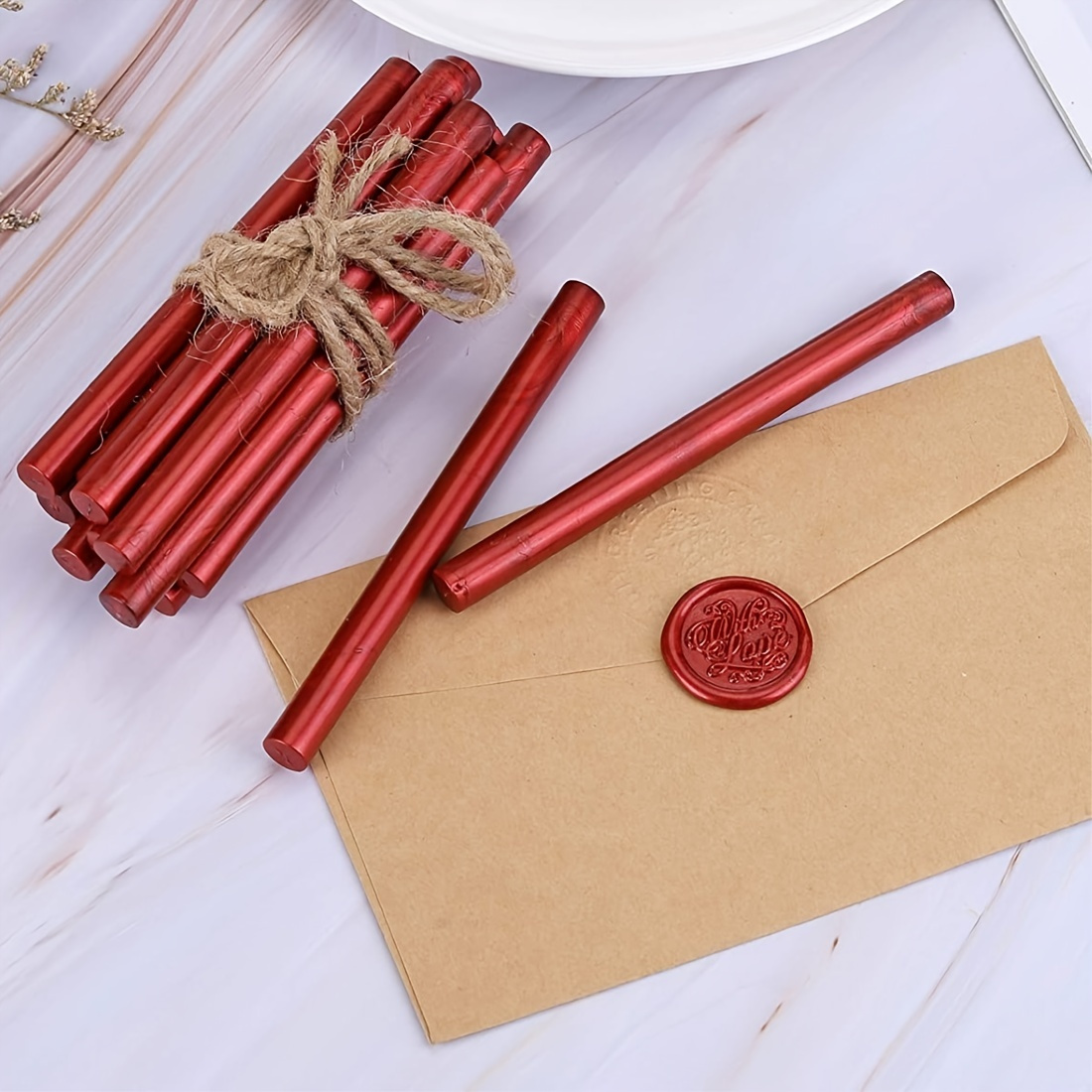 6 unidades de sello de cera de lacre rojo sello de cera palos decorativos  invitaciones de boda tarjetas de regalo sellado cera sello palo
