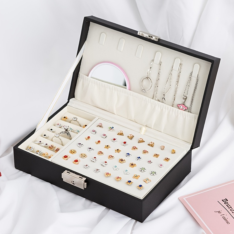 Earring Jewelry Box For Women Stud Organizer 2 Layers - Temu