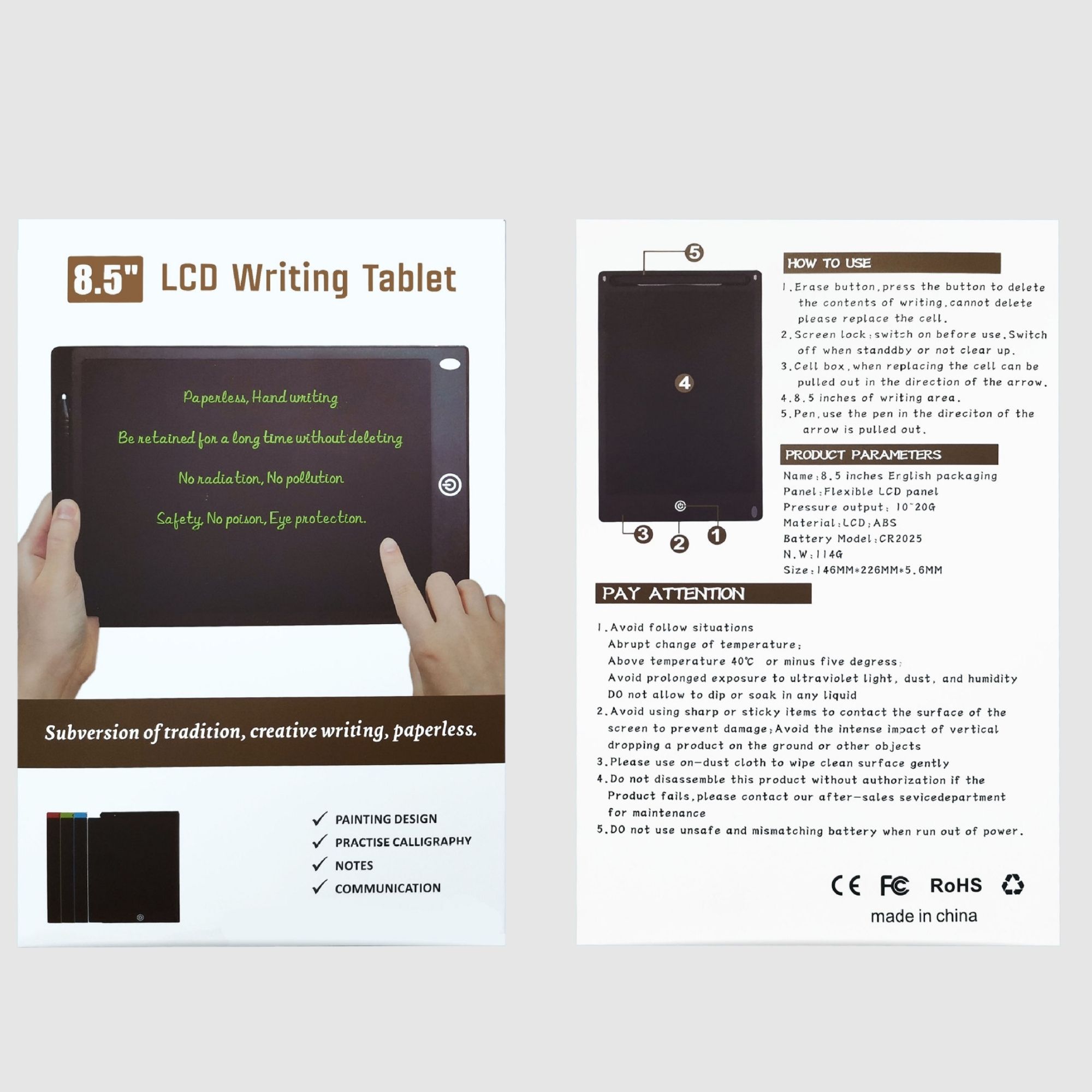 KIDWILL 2 Pièces Tablette d'écriture LCD de 8,5 Pouces, Coloré