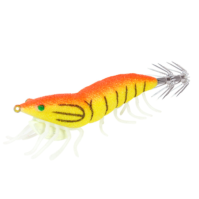 1pc Luminous Shrimp Bait With Sound Bead & Squid Hook, Fluorescent