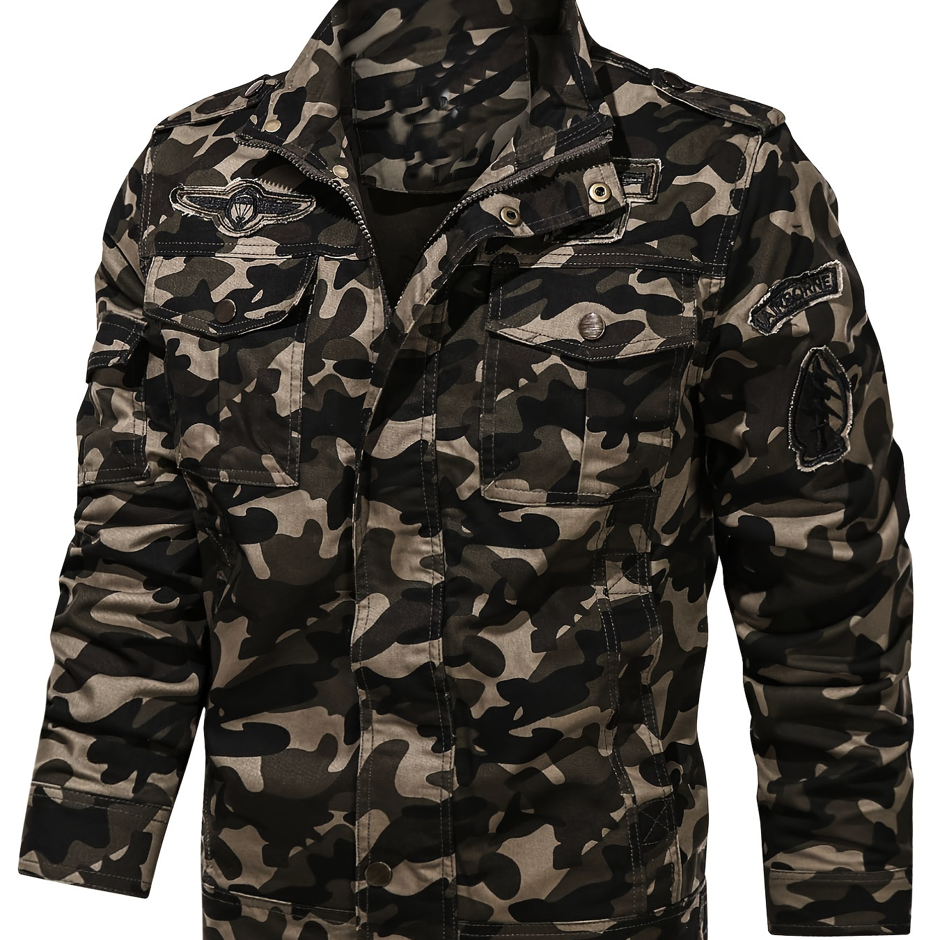 Men's Long Sleeve Zipper Work Dress Jacket Military Tactical Camo ...
