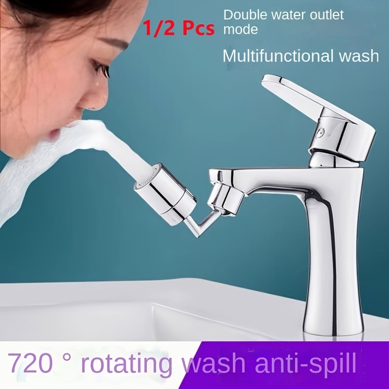 

1pc Universal Kitchen Plastic 720° Rotatable Splash Filter Faucet Sprayer, Flexible Bathroom Tap Extender Adapter Foam Nozzle