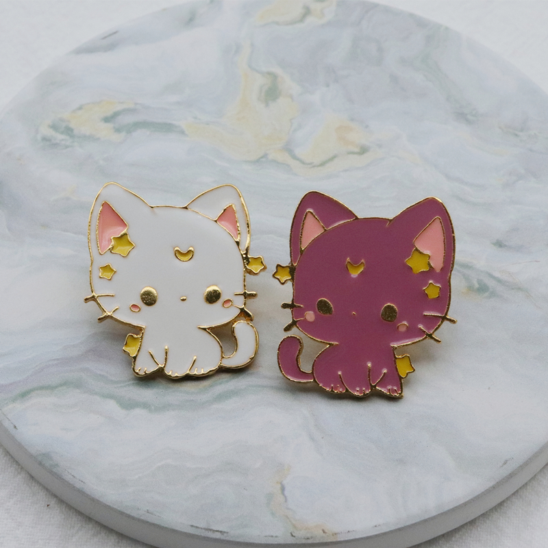 Gift 2 Colors Cute Moon Cat Enamel Pin Perfect For Backpacks - Temu