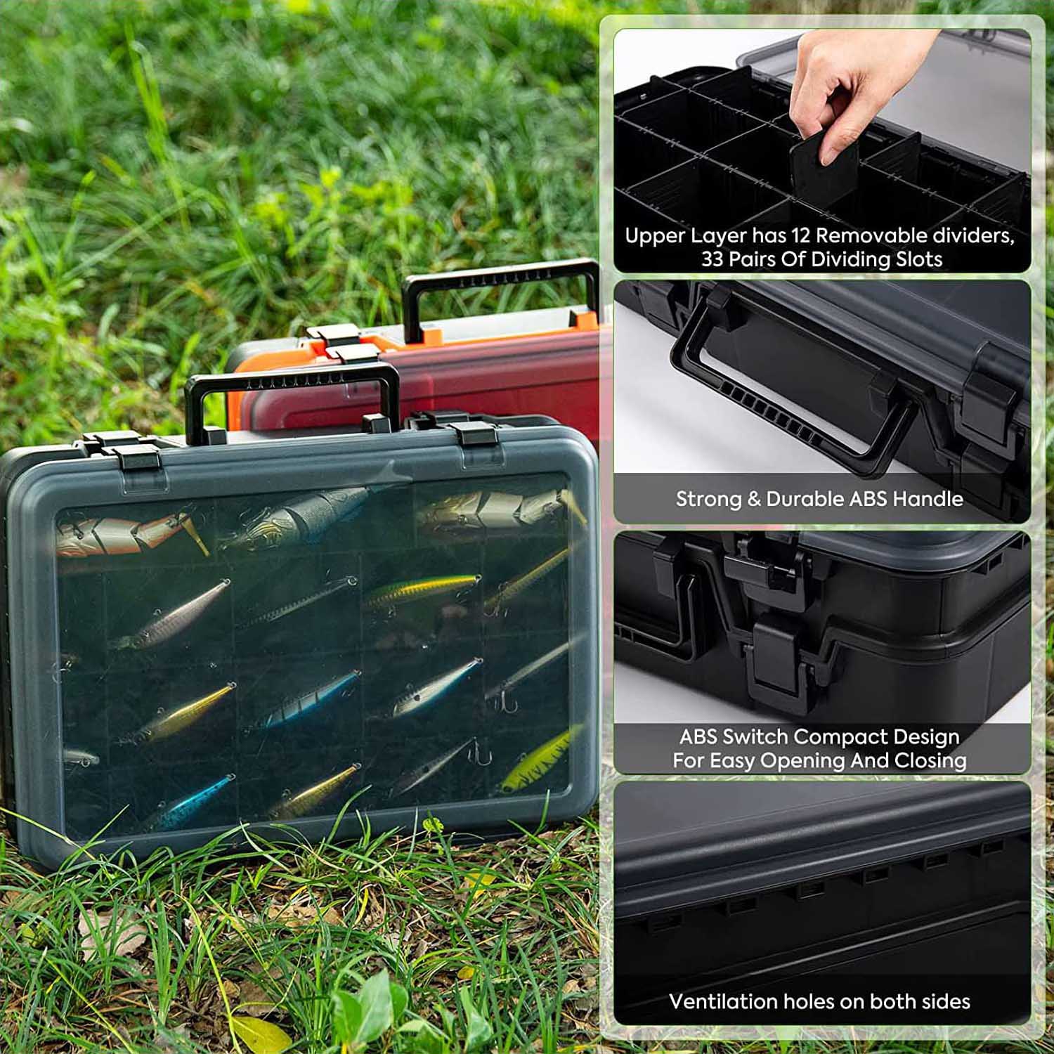 Fishing Tackle Boxes with Removable Dividers Clear Lid Plastic