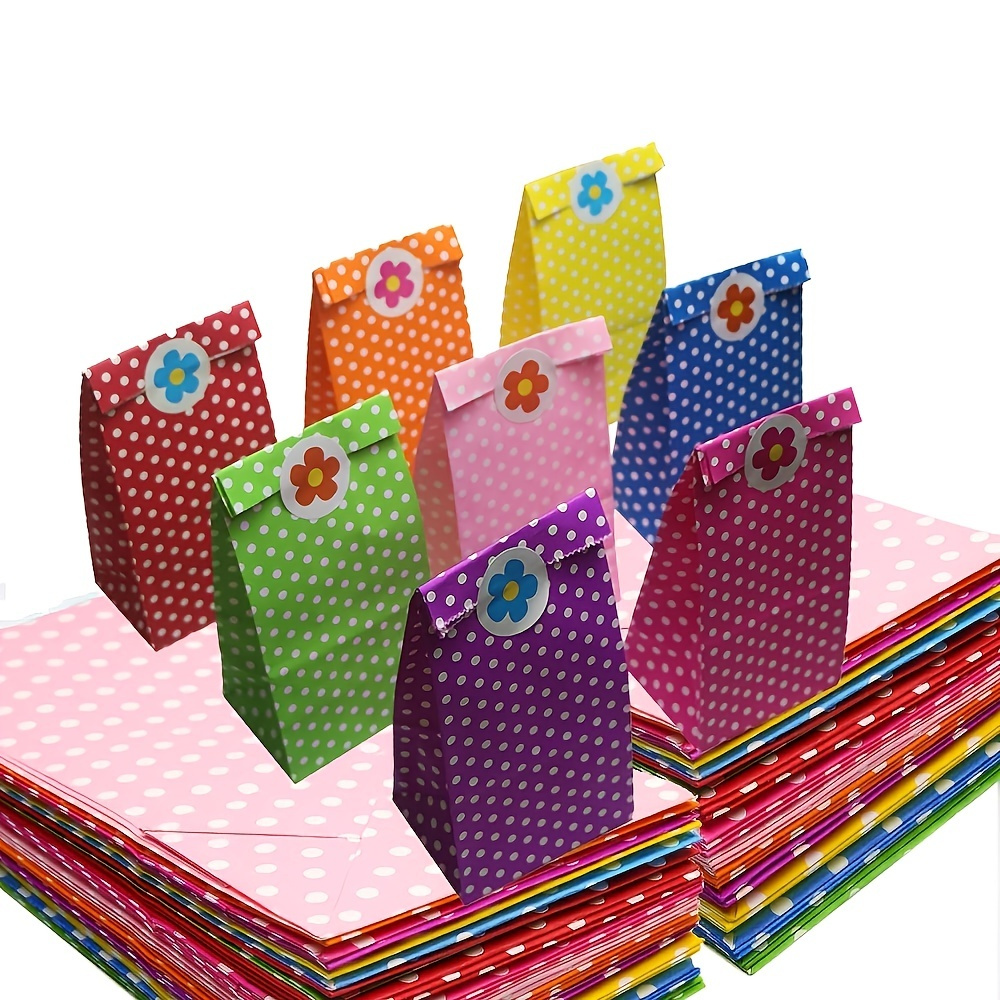 60pcs/set Plastic Gift Bag With Sticker, Modern Polka Dot Pattern Gift Packaging  Bag For Party
