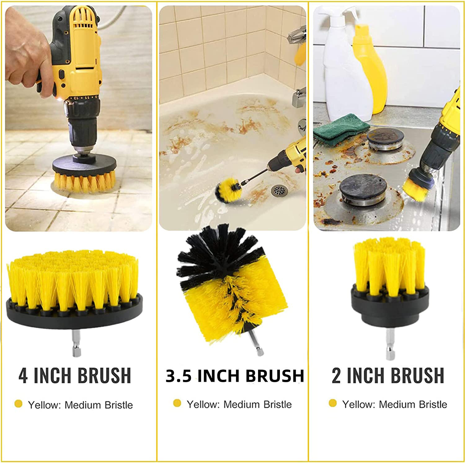 Drill Brush Attachment Set, Power Scrubber Brush With Drill Scrub Brush For  Cleaning Showers, Tubs, Bathroom, Tile, Grout, Carpet - Temu