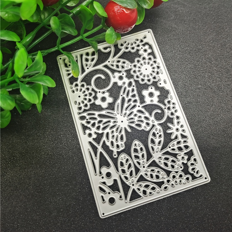 

1pc Butterfly Design Craft Metal Cutting Dies, Rectangular Butterfly Flower Embossed Metal Knife Mold, Scrapbooking Cutting Stencil, Embossing Die Cuts For Album Paper Card