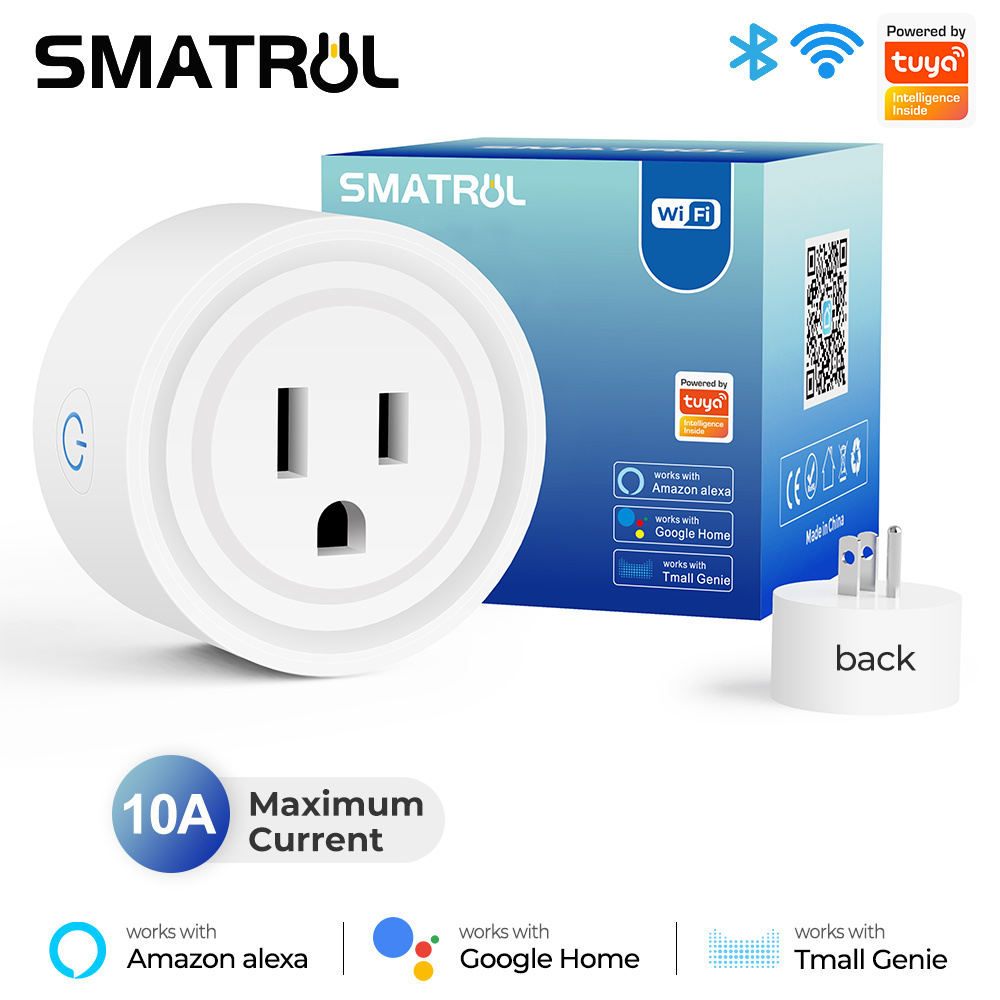 WiFi Smart Plug, For Home Automation, Tuya Mini Smart Plug US Standard 10A  Smart Socket, Round Plug 100-130V With Timer, APP Remote Control, WiFi Outl