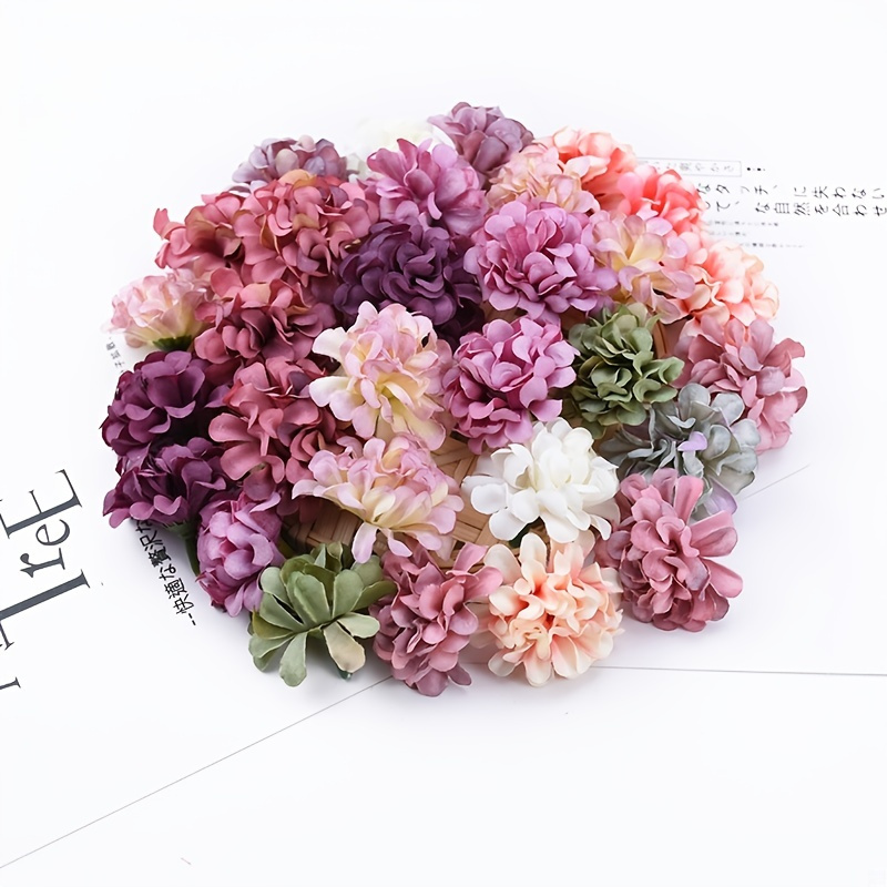 

20/40/50pcs, Simulation Embroidery Ball Head, Artificial Hydrangea Flower, Wedding Party Home Living Room Dining Table Garden Decorations Diy Crafts