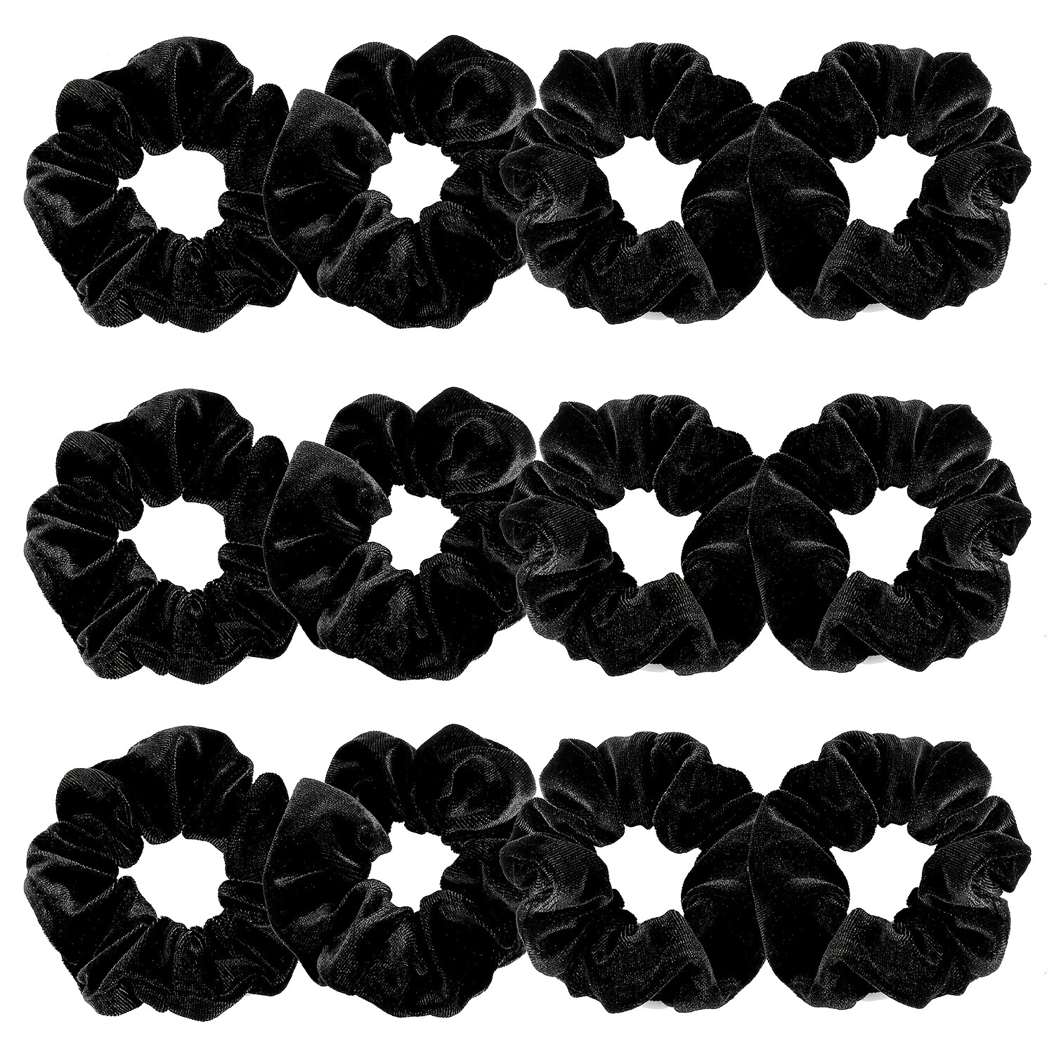 

12pcs Soft And Stylish Black Velvet Hair Scrunchies - Perfect For Ladies' Hair Ties And Bobbles