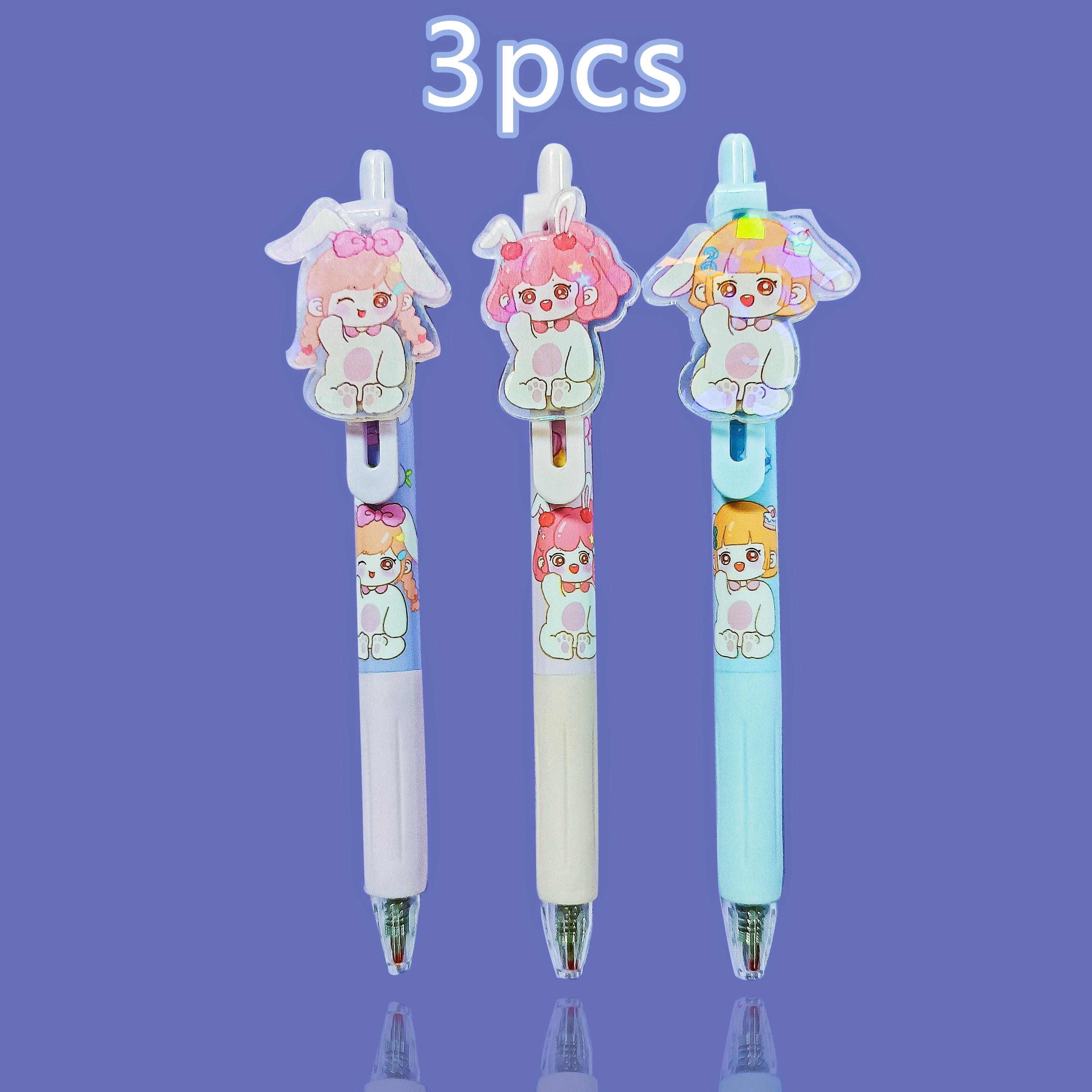 Adorable Rabbit Girl Gel Pens With Black Refill Perfect For - Temu