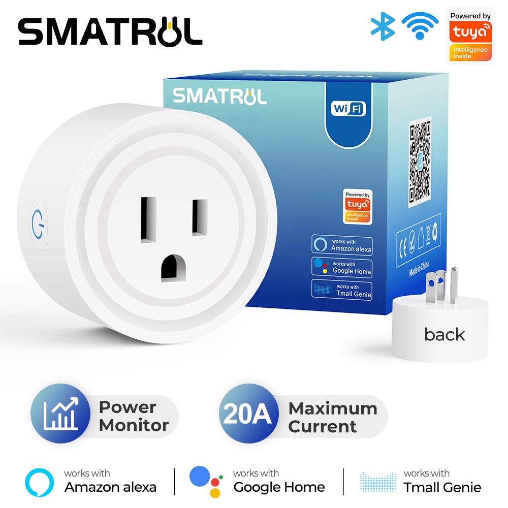 Tuya 20A Zigbee Smart Plug UK Socket Power Strip Mini Home Wireless Outlet  with Energy Monitor Compatible with Alexa Google Home