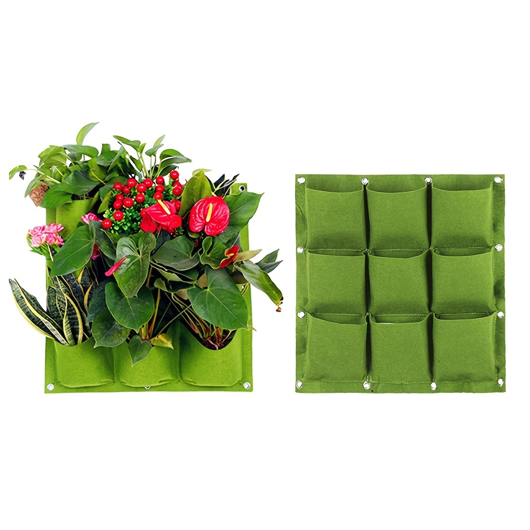 1 Set Hanging Plant Bag Felt Plant Grow Bag Vertical Wall Hanging