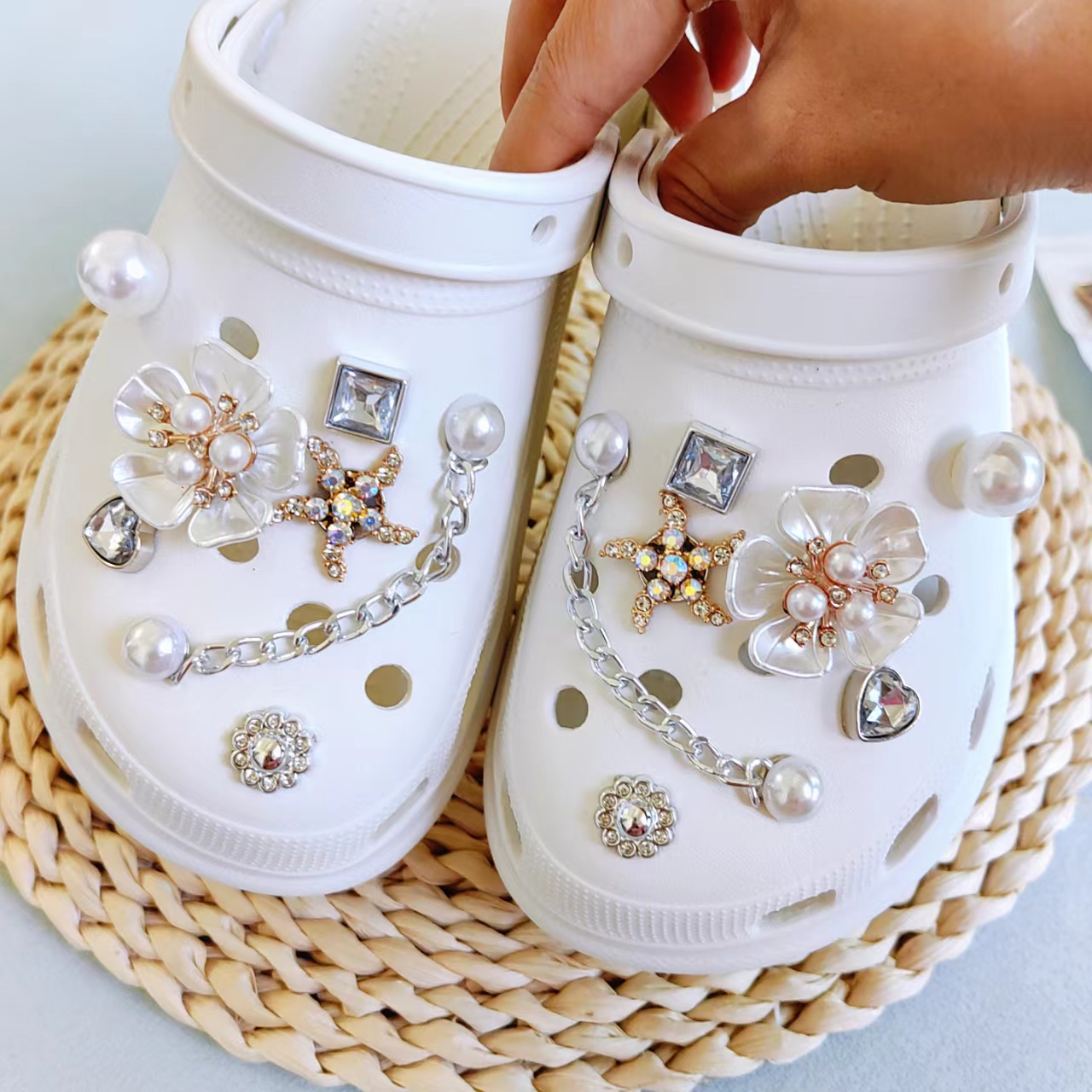 Cute Chain Rhinestone Croc Charms Bling DIY Shoes Decaration