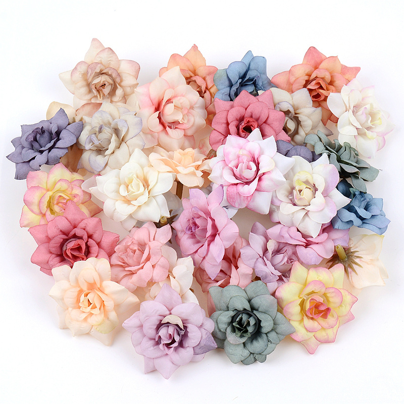 E-shop 20 Stk. Imitierte Spitze Kleine Rosenköpfe DIY Handwerks-Geschenkbox Dekoration Künstliche Blumen Seidenrosen Requisiten