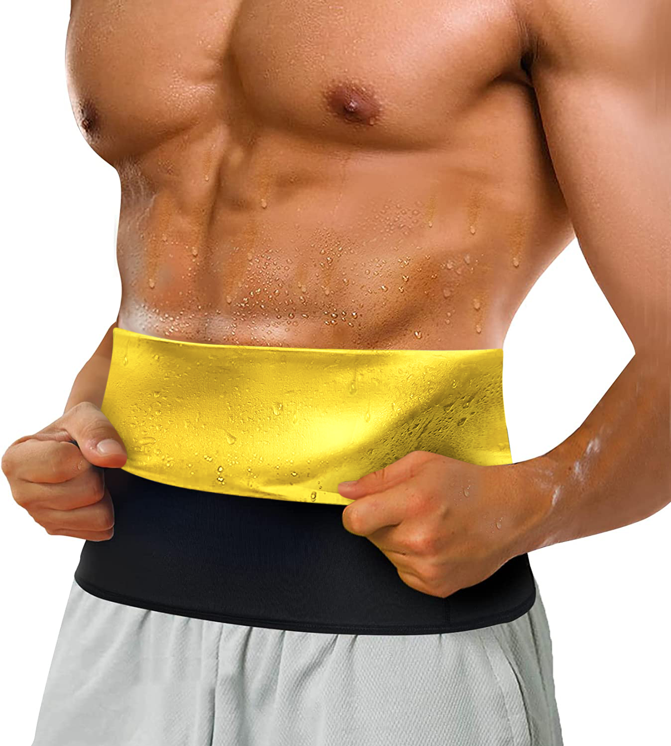 Waist Trimmer, Waist Trainer for Women and Men - Sweatband Body Wrap -  Workout Sweatband Yellow