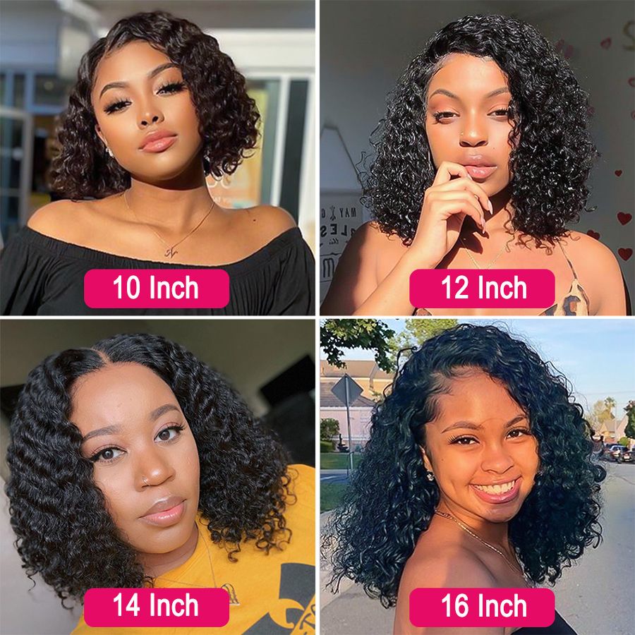4x4 Lace Closure Short Bob Wig Deep Wave Natural Color Realistic Short Hairstyles  Daily Wear Christmas Costume | Free Shipping For New Users | Temu