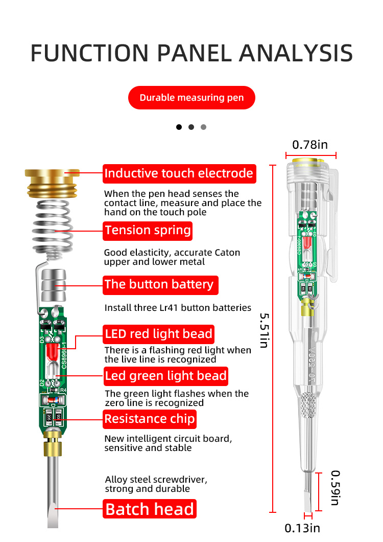 Voltage Detector Test Pen Induced Electric Screwdriver Probe Zero Live