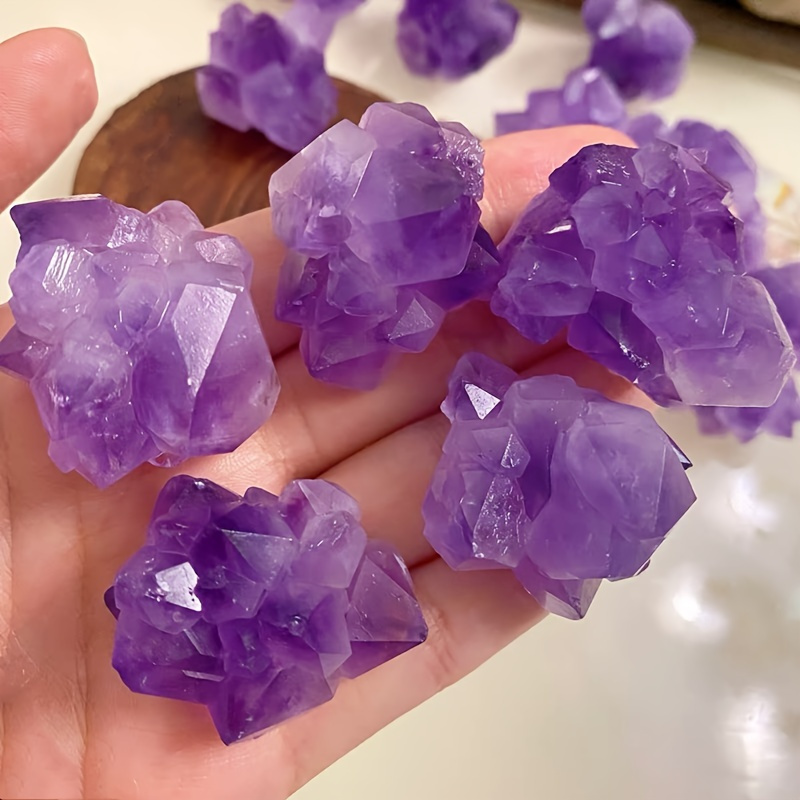 2pcs Natural Amethyst Flower Amethyst Single Crystal Raw Stone Purple Aromatherapy Raw Stone Diffuser Stone