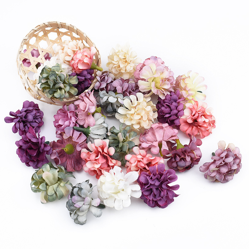 TEMU 20pièces/50pièces Têtes de fleurs artificielles de hydrangea à Matériaux d'arrangement floral Boîte de cadeaux de mariage Accessoires décoratifs