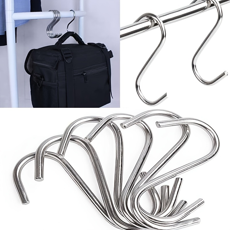 

10pcs/bag S Shaped Hanging Hooks Stainless Steel Hook Clasp For Bathroom Household Utility Hooks