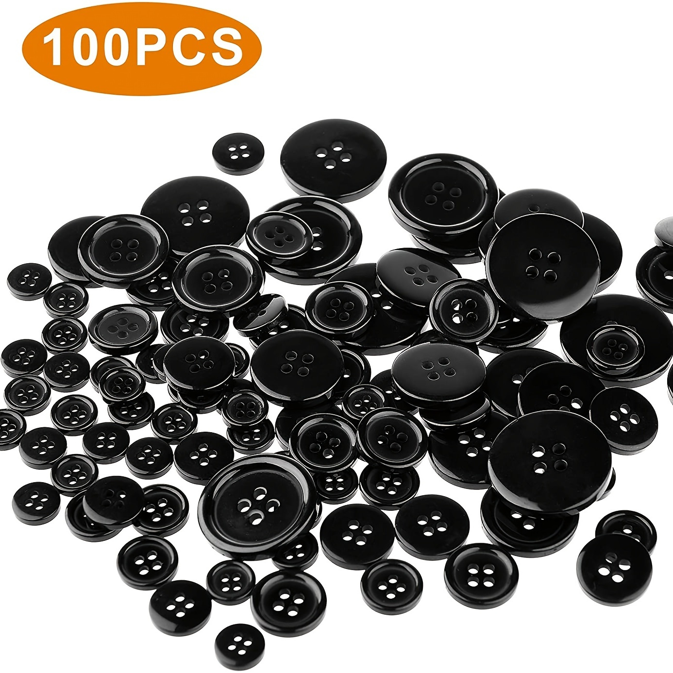 100pcs Premium Mixed Resin Sewing Buttons 4 Hole Craft Buttons 5