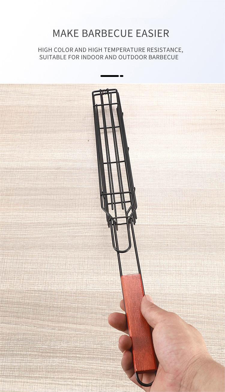 Grillkorb Mit Holzgriff 46,5cm - Edelstahl Grillzubehör Für Fisch & Fleisch